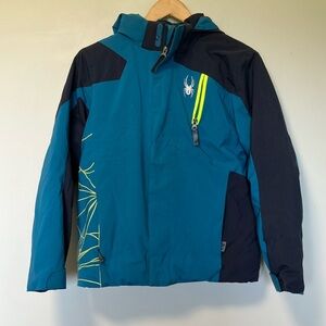 Spyder Blue and Navy Puffer Ski Snow Jacket for Outdoor Adventures